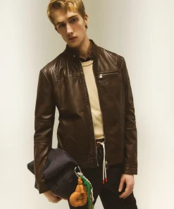 Biker in pelle effetto vintage