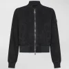 Bomber corto in pelle scamosciata