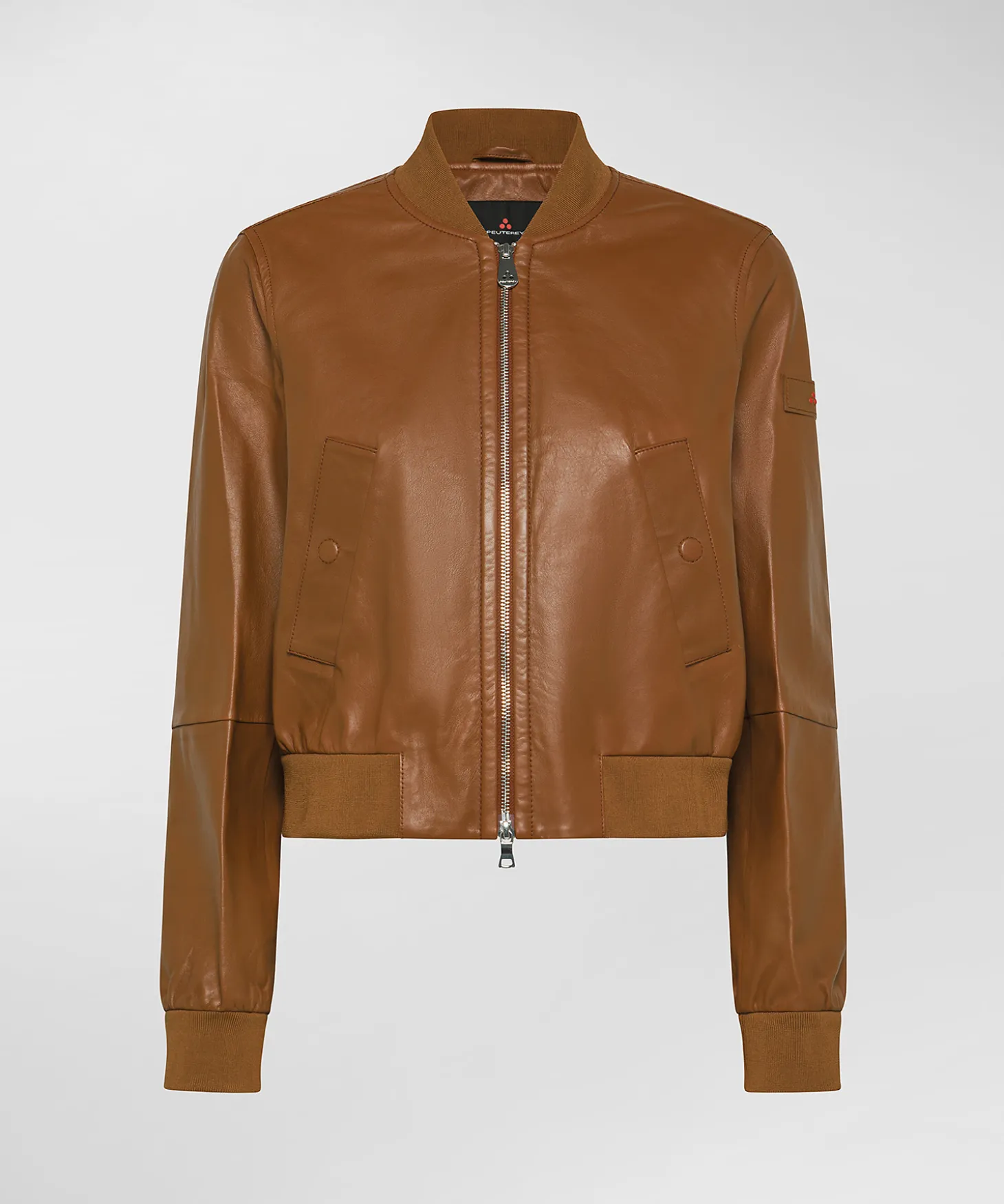 Bomber in nappa tinta con dettagli in maglia
