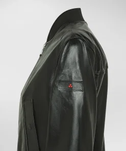 Bomber in nappa tinta con dettagli in maglia
