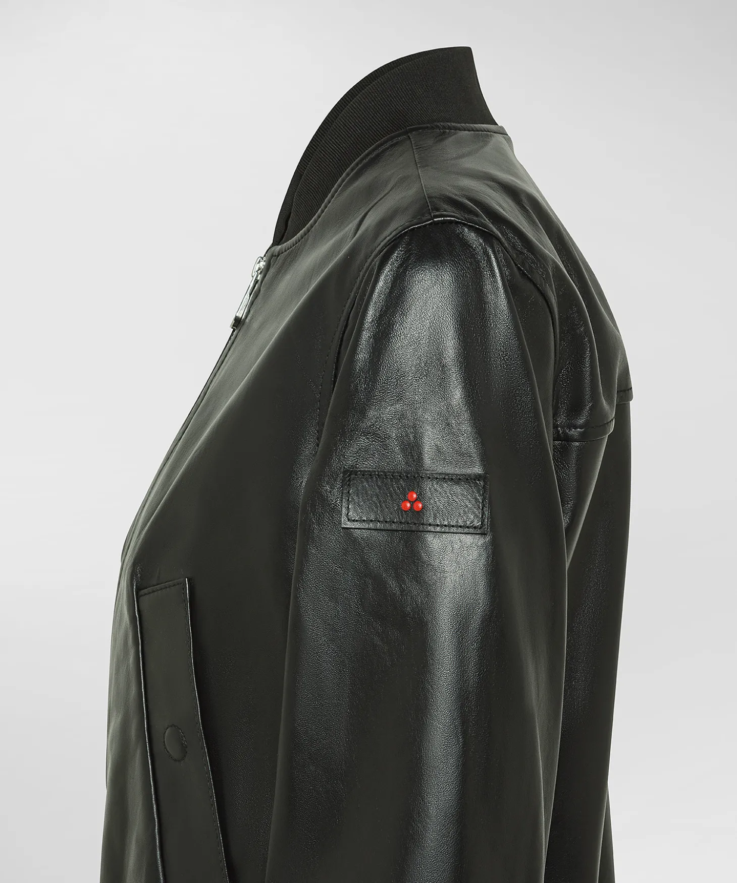 Bomber in nappa tinta con dettagli in maglia