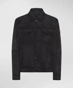 Giacca camicia in suede effetto used