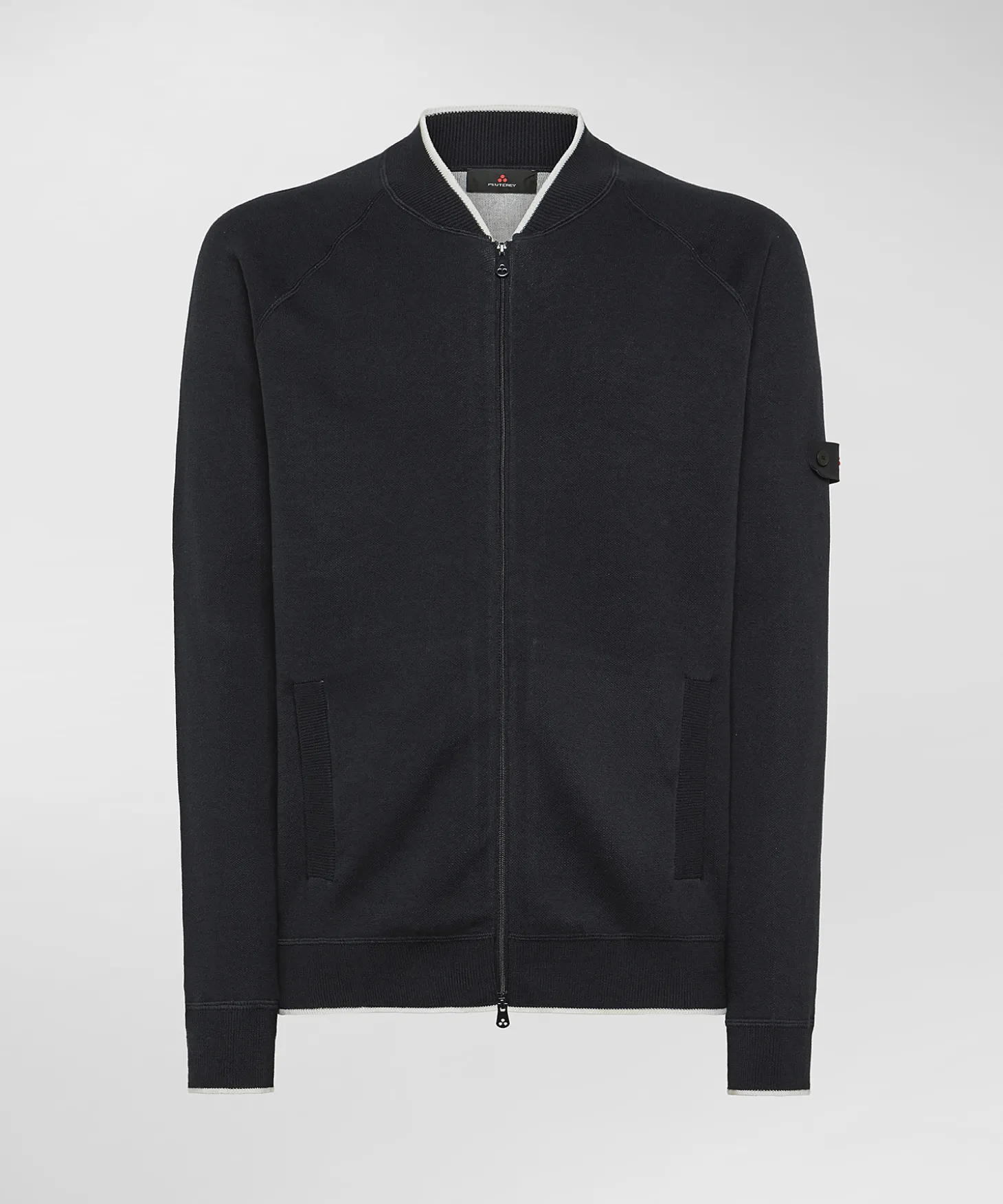 Maglia full zip effetto felpa