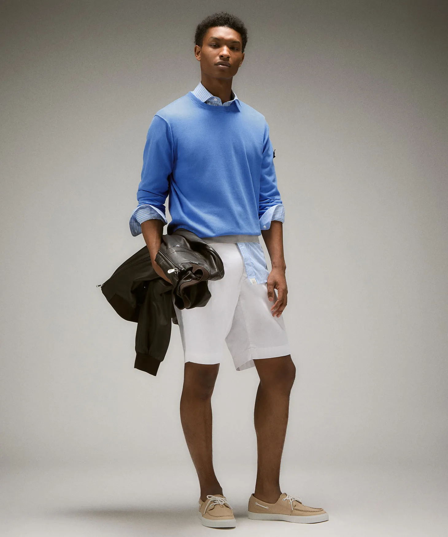Maglia in tricot di cotone con dettagli a contrasto