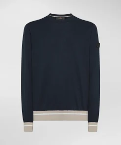 Maglia in tricot di cotone con dettagli a contrasto