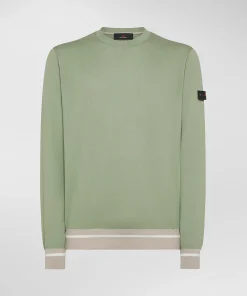 Maglia in tricot di cotone con dettagli a contrasto