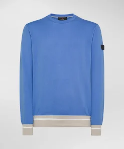 Maglia in tricot di cotone con dettagli a contrasto