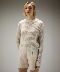 Maglia in tricot misto lino e seta, mouliné
