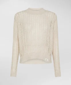 Maglia in tricot misto lino e seta, mouliné