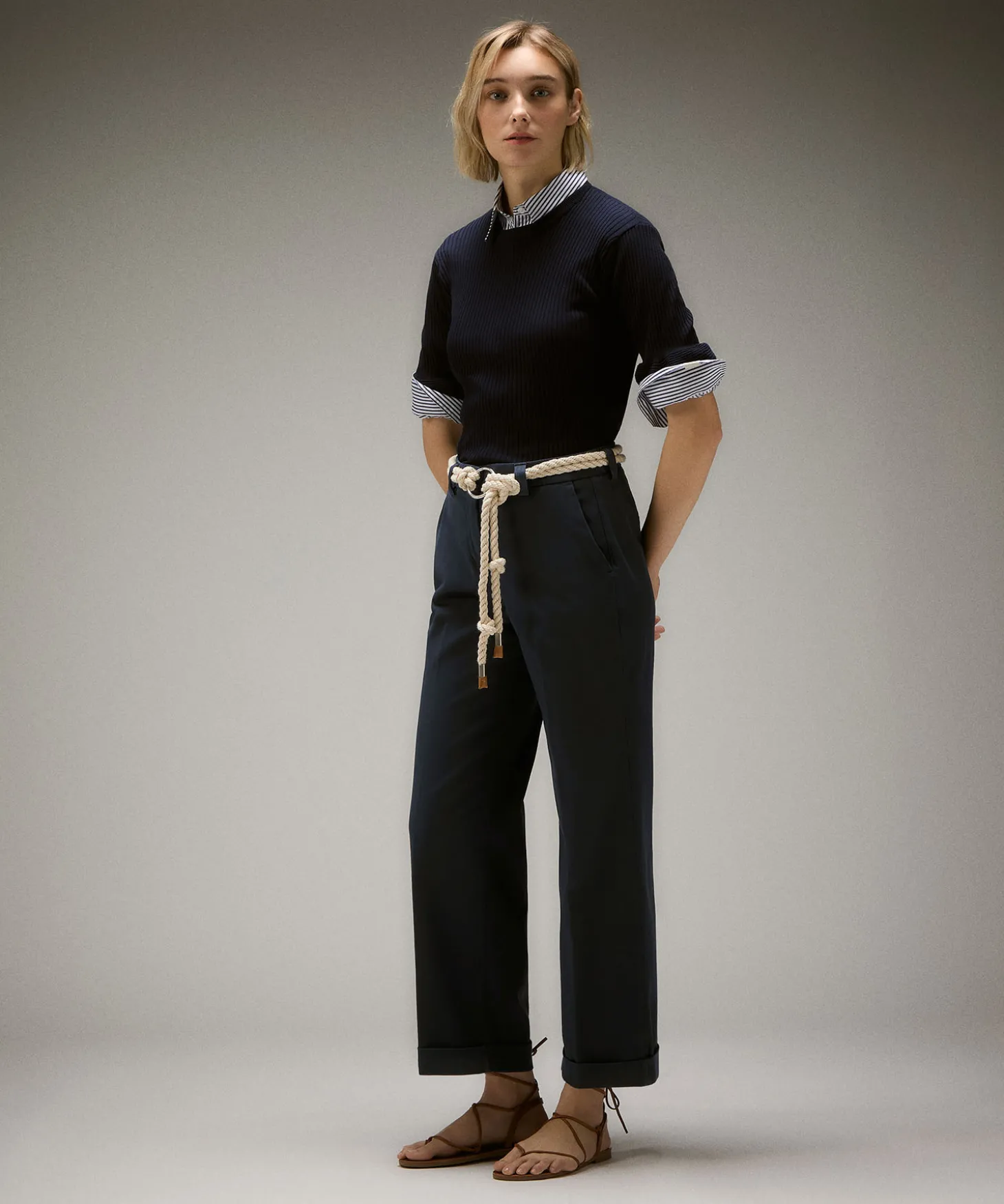 Pantaloni in gabardina di cotone stretch