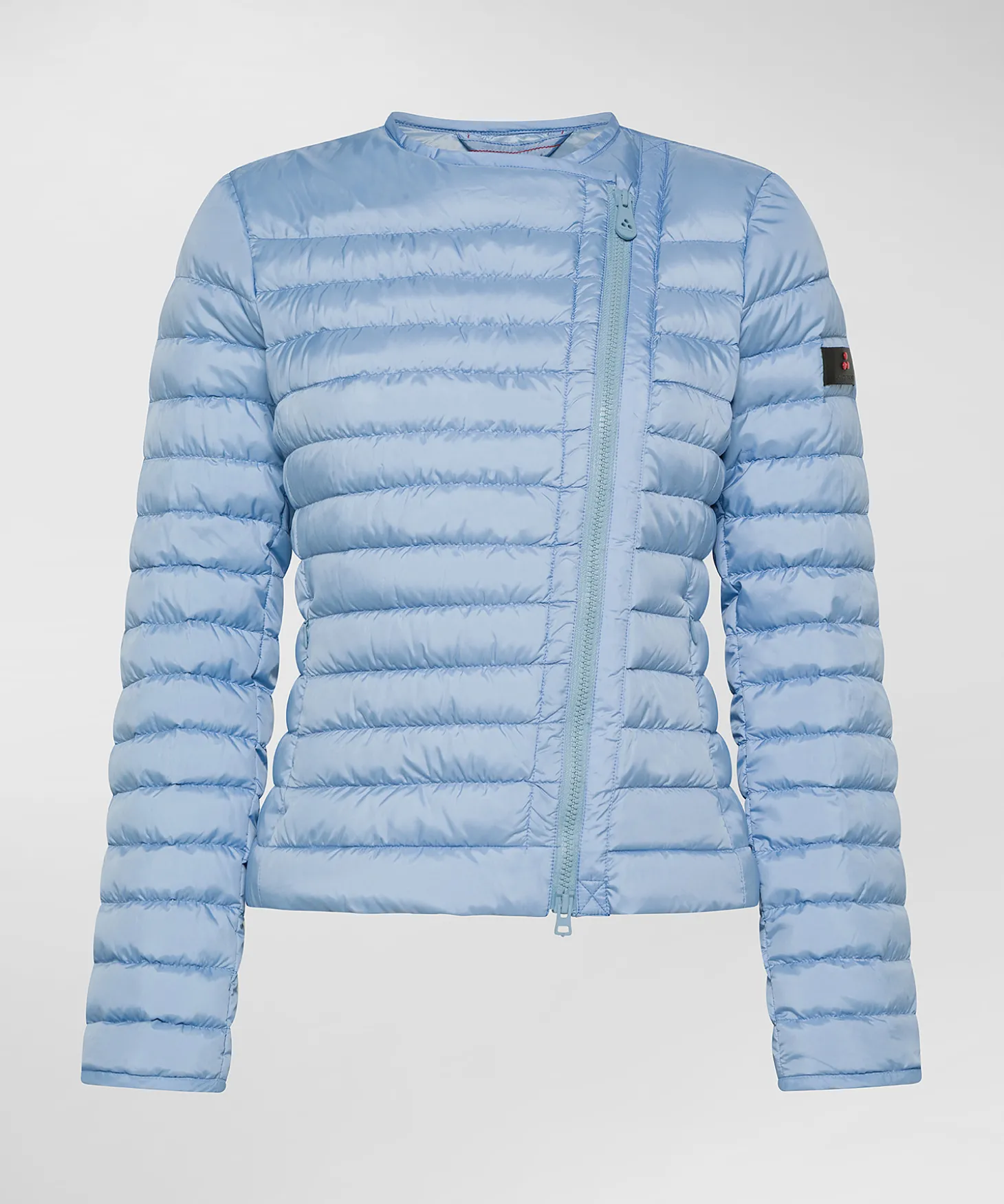 Piumino avvitato con zip obliqua