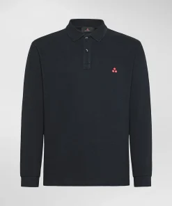 Polo a maniche lunghe in piqué di cotone