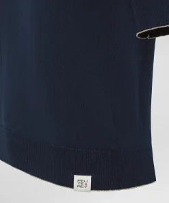 Polo in cotone crêpe con dettagli in lurex