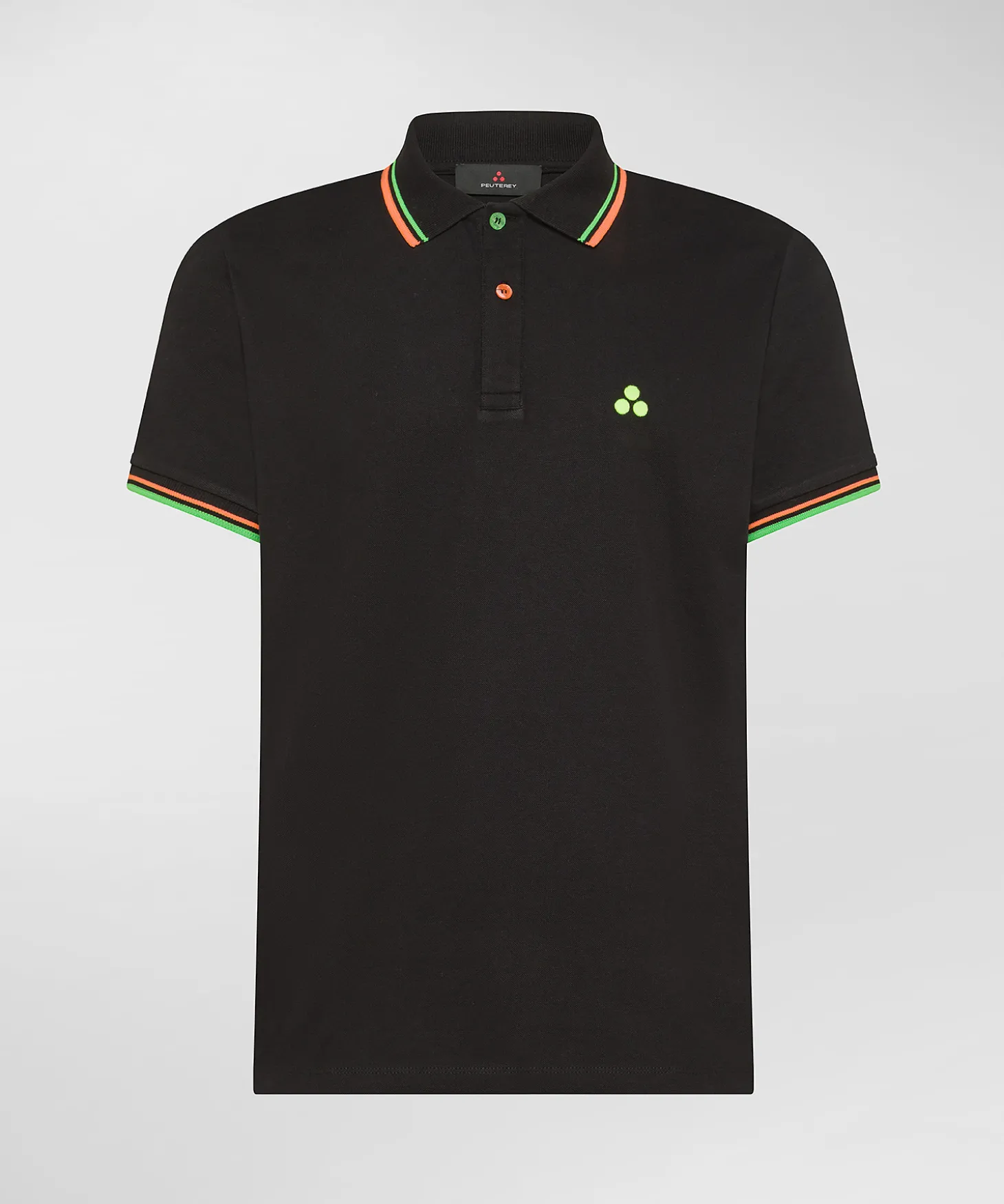 Polo in piqué di cotone stretch con dettagli fluo