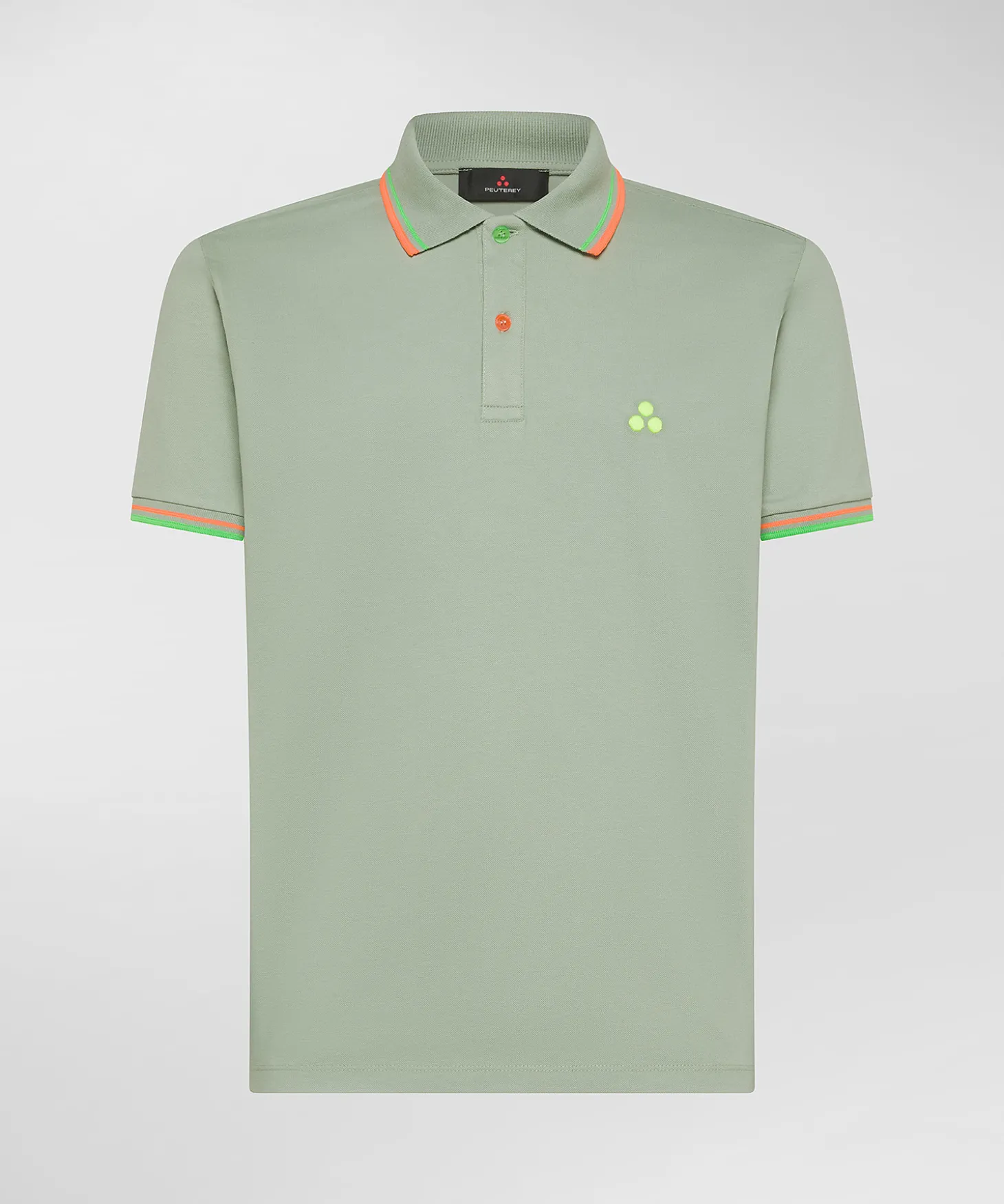 Polo in piqué di cotone stretch con dettagli fluo