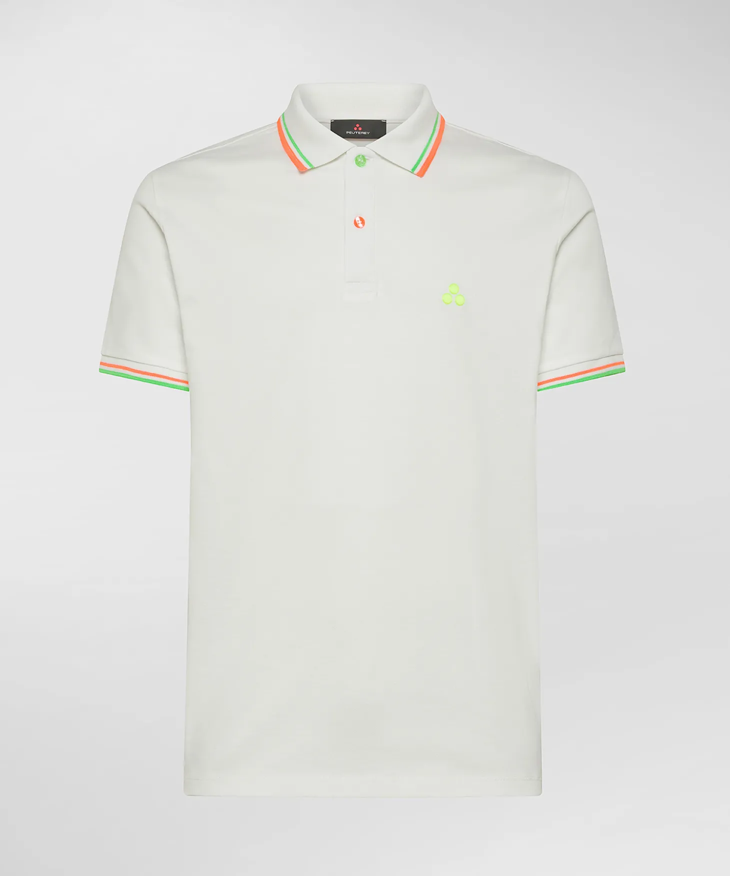 Polo in piqué di cotone stretch con dettagli fluo