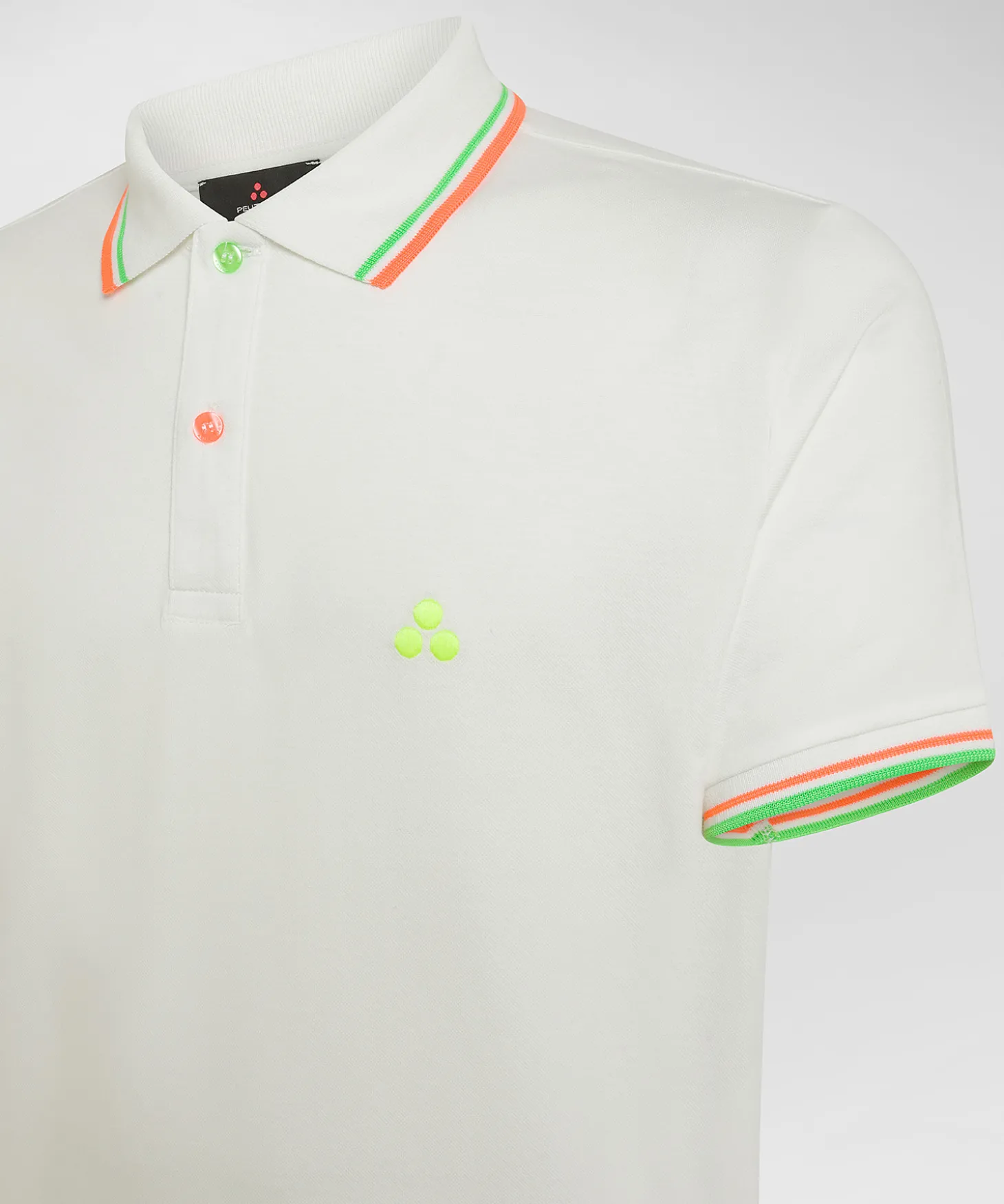 Polo in piqué di cotone stretch con dettagli fluo