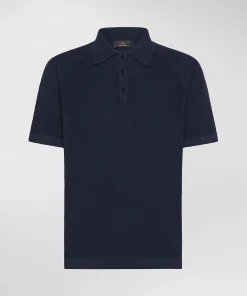 Polo in tricot misto di cotone e nylon effetto spugna