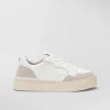 Sneakers In Pelle Con Dettagli In Suede