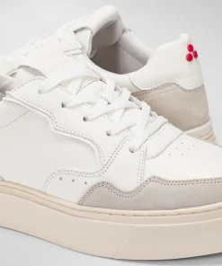 Sneakers In Pelle Con Dettagli In Suede