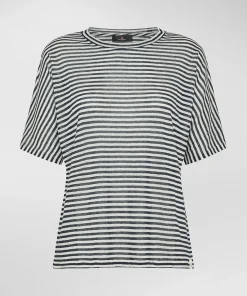 T-shirt a righe in misto lino