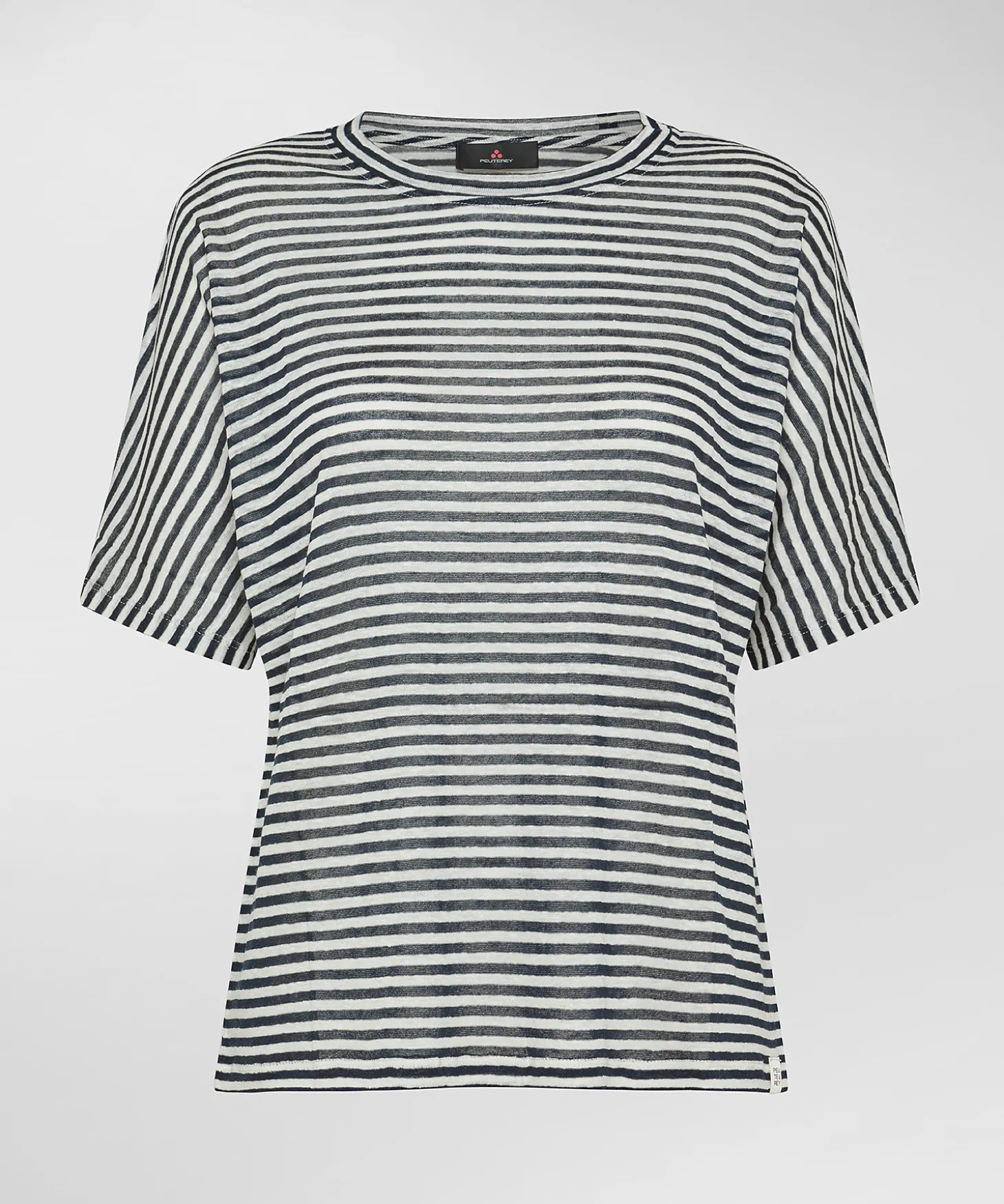 T-shirt a righe in misto lino