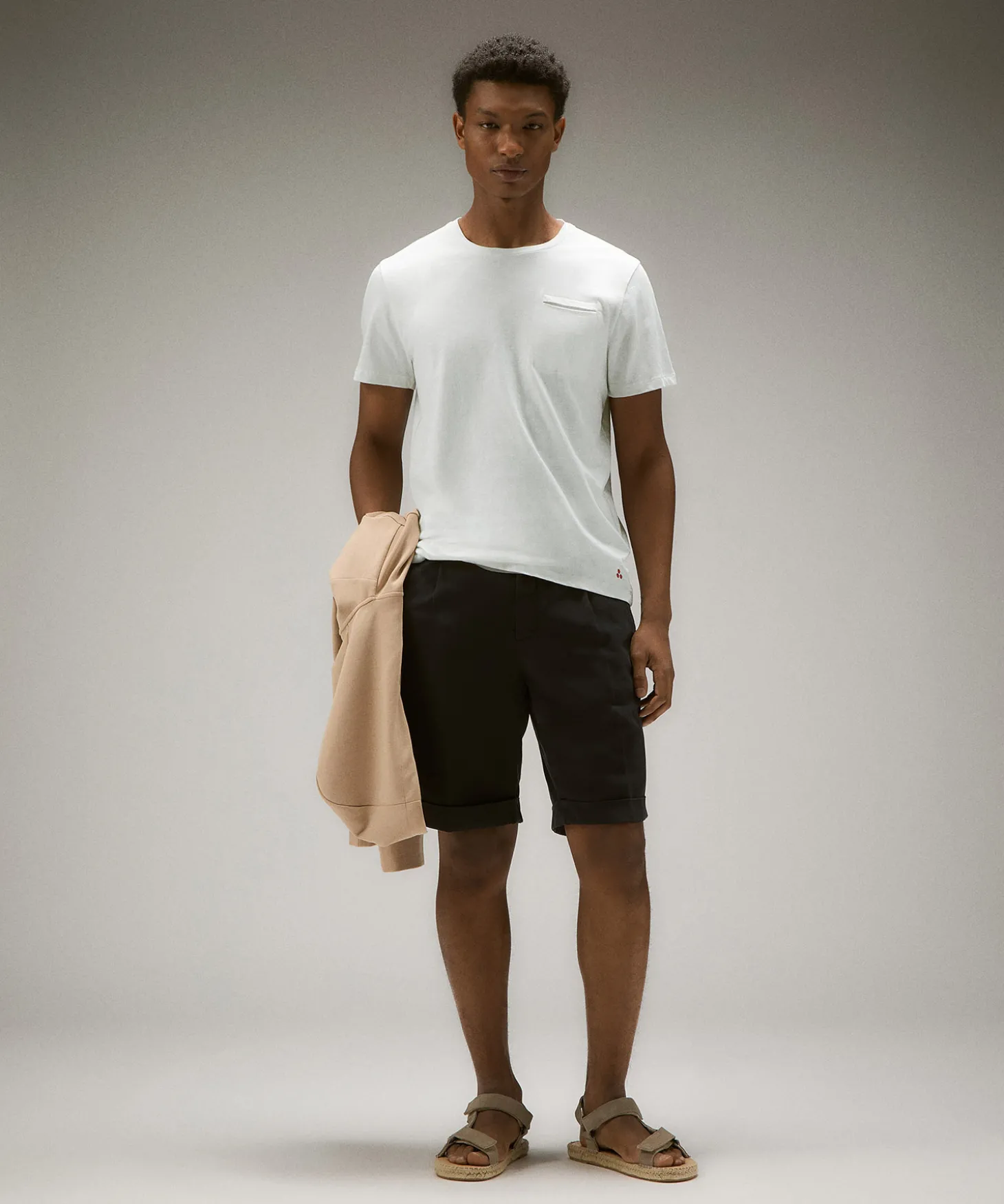 T-shirt con taschino in cotone fiammato