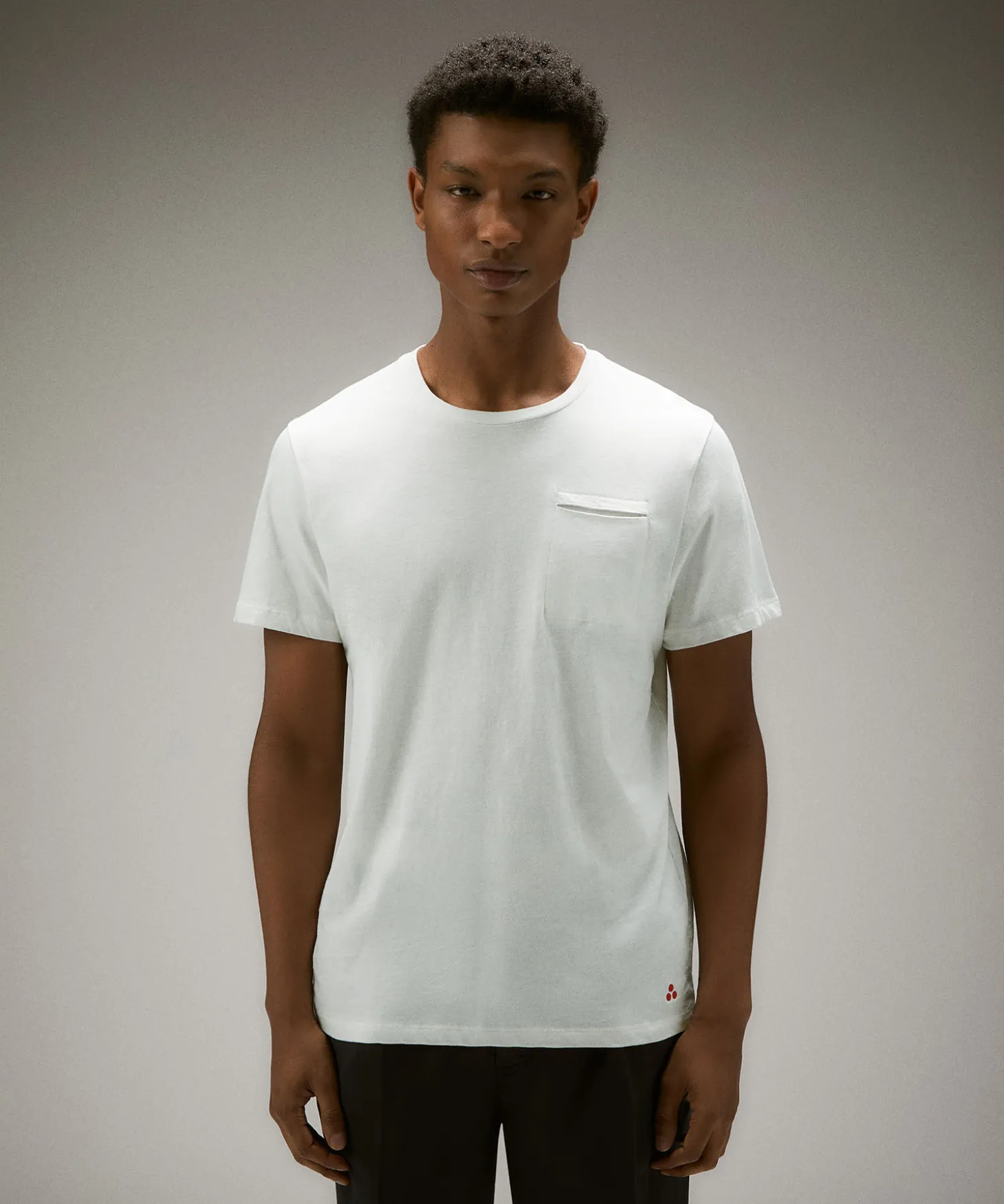 T-shirt con taschino in cotone fiammato