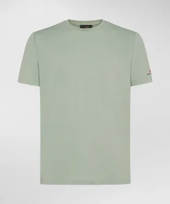 T-shirt in piquet stretch di cotone e seta