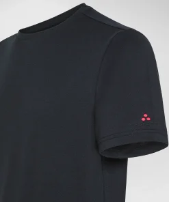 T-shirt in piquet stretch di cotone e seta