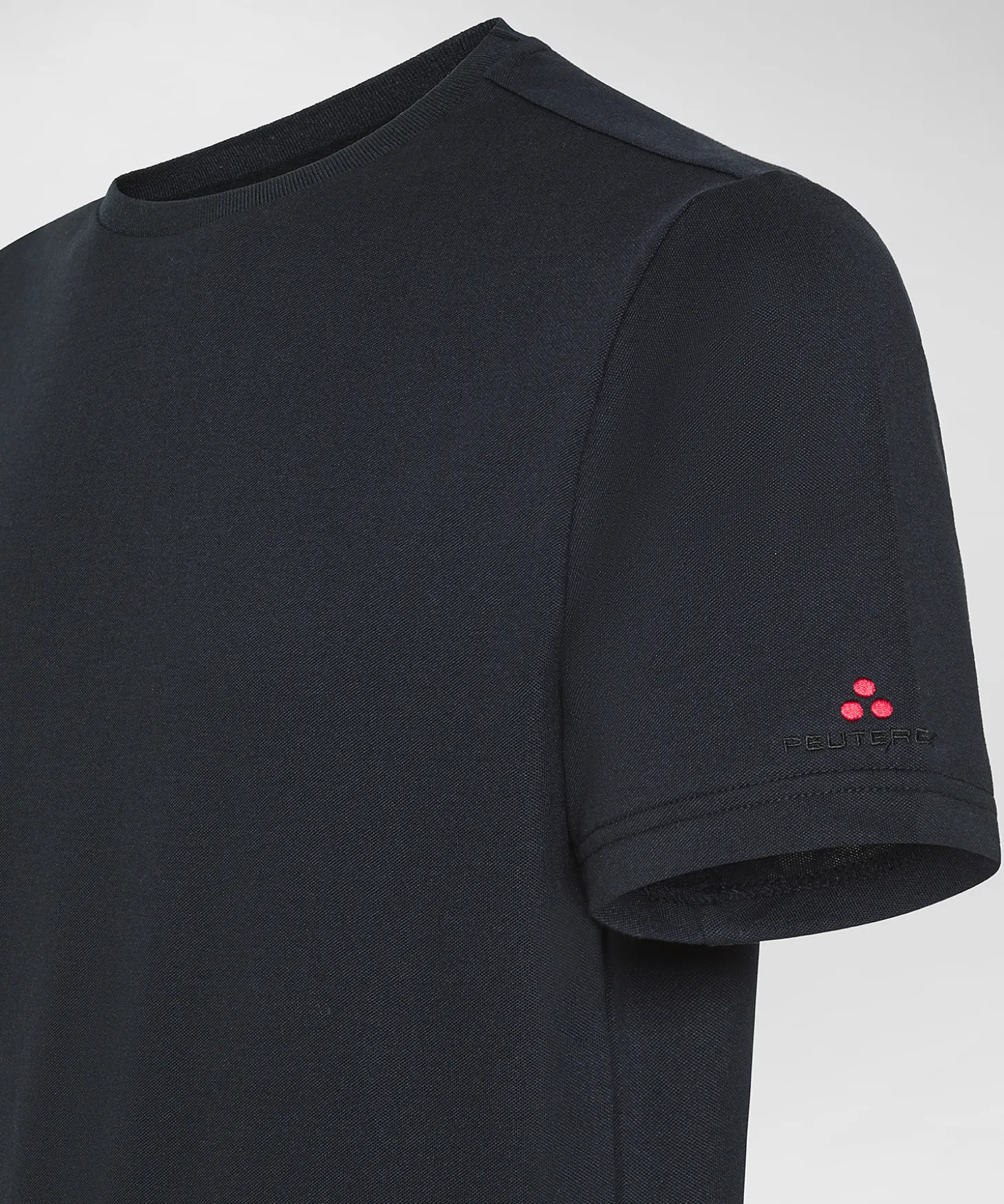 T-shirt in piquet stretch di cotone e seta
