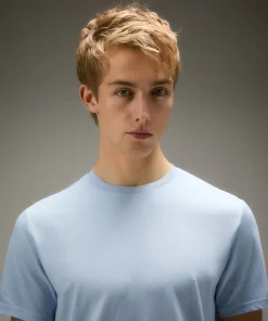 T-shirt in piquet stretch di cotone e seta