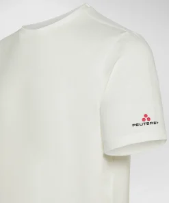 T-shirt in piquet stretch di cotone e seta