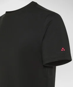 T-shirt in piquet stretch di cotone e seta